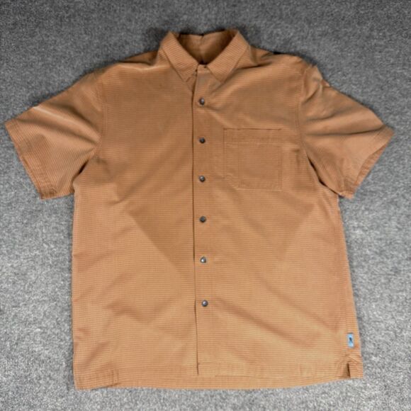 Royal Robbins Mens Relaxed Fit Desert Orange Pucker Short Sleeve Shirt Large - Picture 2 of 9